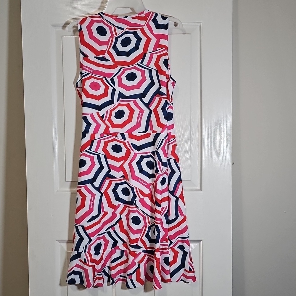 Land’s End Ruffle Hem Swim Cover Up Umbrella Wrap Dress Size S Adjustable Waist - Picture 4 of 10